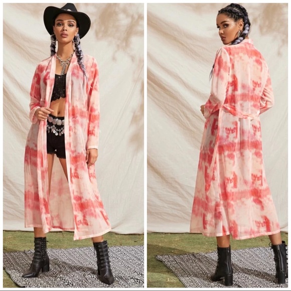 Tiedye long sleeve longline kimono - Picture 3 of 3